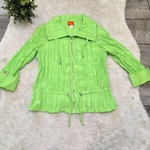 Hearts of Palm Bright Green Ruchec Lightweight Windbreaker Jacket, Size 6
